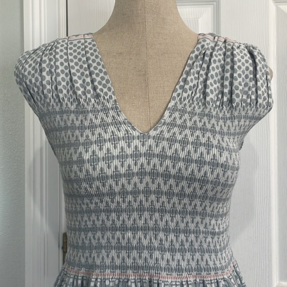 NWOT Smoked Summer Dress gray white Cap sleeve Medium Womens Medium - Picture 3 of 5